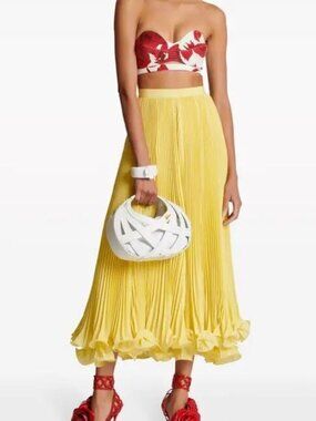 Balmain 2024 Runway Yellow Pleated Skirt – Sample Piece
